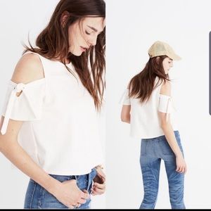 Madewell NEW Skylark Cut Out Scoop Neck Cream Top